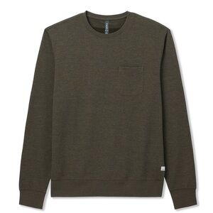 Vuori Jeffreys Crew 2.0 in Olive Heather Medium Green Pullover
